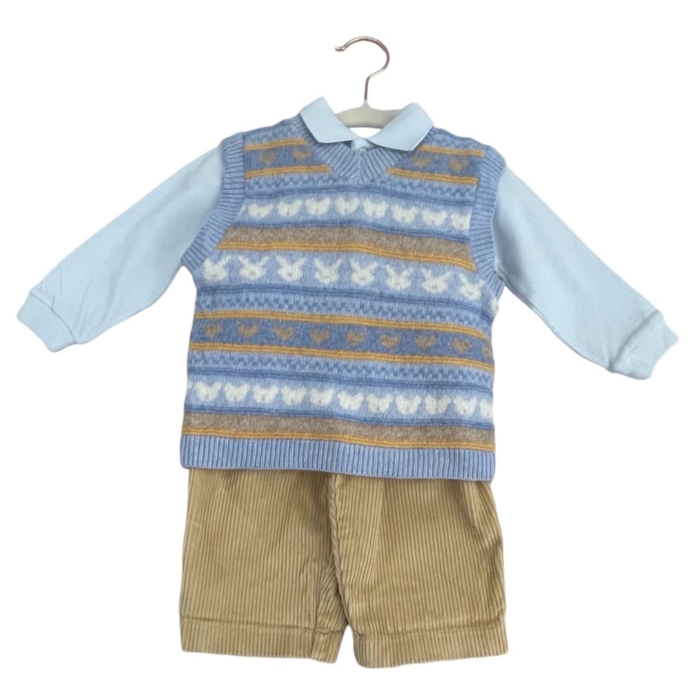 3/$15 Italian Designer Pappa & Ciccia 9 mos Pants & Sweater Vest Set Outfit